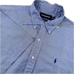 Ralph Lauren Golf Short Sleeve Button Up Shirt Blue XL Athletic Casual Preppy